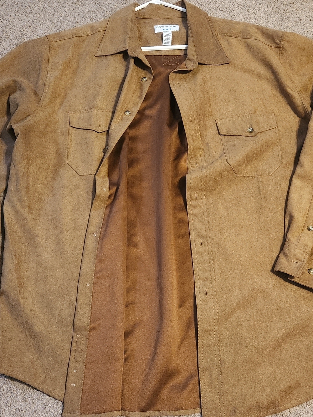 Vintage Covington Men's Tan Brown Button Up Shirt